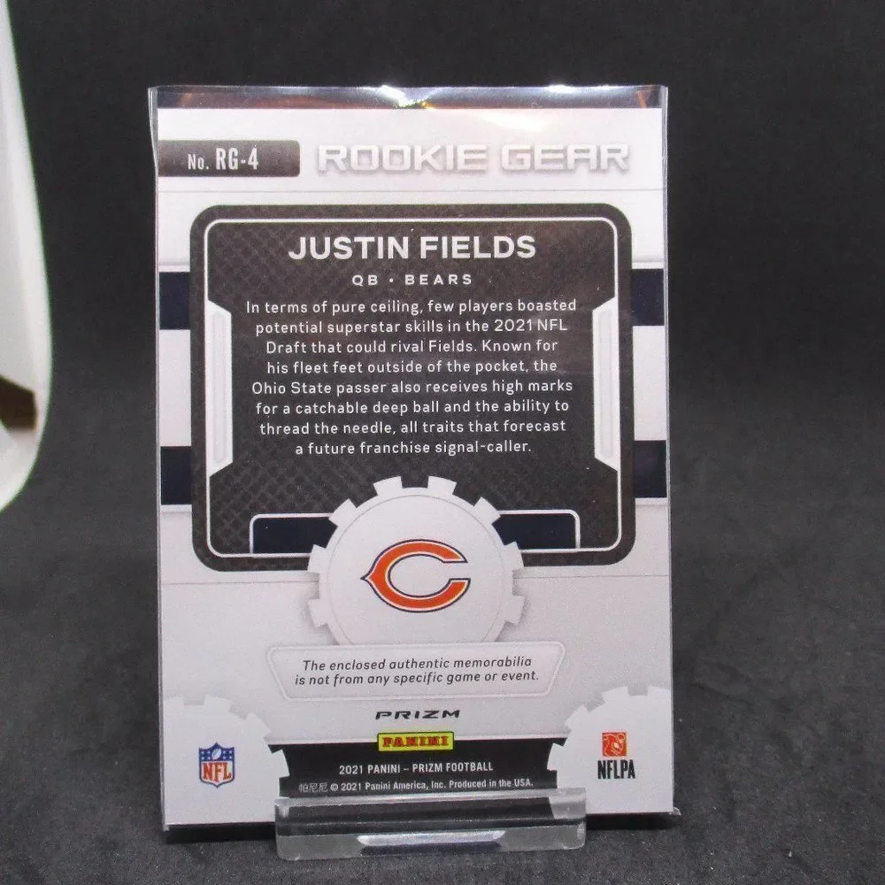 2021 Prizm Justin Fields Rookie Gear Neon Green Pulsar Prizm Jersey #RG-4
